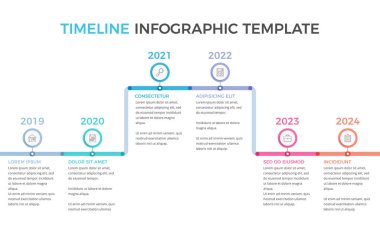 Simgeler ve metin, vektör eps10 illüstrasyonu için altı elemente sahip zaman çizelgesi bilgi şablonu