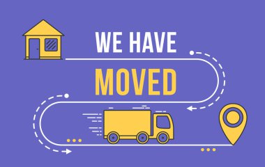 Ev, kamyon ve harita iğne çizgisi simgeleri, vektör eps10 illüstrasyonları ile konsepti değiştirdik.