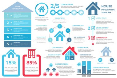 Evli bilgi şablonları, emlak bilgileri, vektör eps10 illüstrasyonları