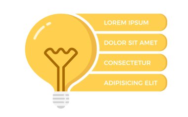 Metnin için dört elemente sahip sarı ampul, vektör eps10 illüstrasyon