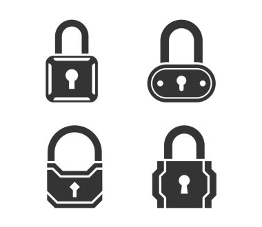 Beyaz arkaplanda dört kilit simgesi, vektör eps10 illüstrasyonu