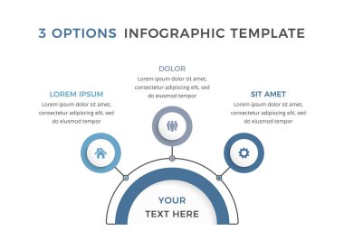 Üç seçenek veya adımlı ticari bilgi tasarım şablonu, süreç, iş akışı şablonu, vektör eps10 illüstrasyon