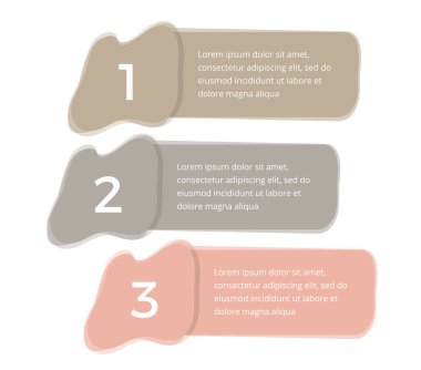 Sayılar ve metin için yeri olan üç soyut el çizimi şablonu, vektör eps10 illüstrasyon