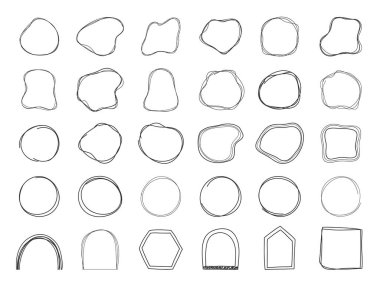 Soyut el çizimi karalama şekilleri koleksiyonu, vektör eps10 illüstrasyon