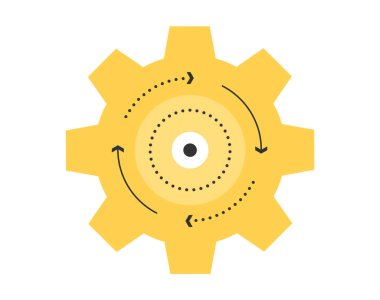 Daire okları simgesi olan sarı dişli, vektör eps10 illüstrasyon