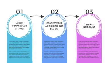 Metnin, vektör eps10 illüstrasyonu için üç elle çizilmiş bilgi şablonu