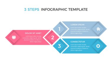 Üç seçenek veya adımlı ticari bilgi tasarım şablonu, süreç, iş akışı şablonu, vektör eps10 illüstrasyon