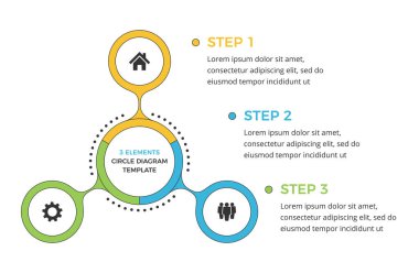 Çember şablonu üç element, bilgi şablonu, vektör eps10 illüstrasyon
