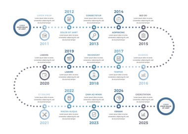 12 dönüm noktası için zaman çizelgesi bilgi şablonu, vektör eps10 illüstrasyon