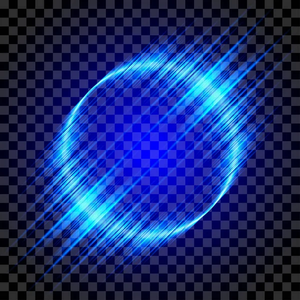 Blue Glowing Circle Glowing Rays Elegant Illuminated Light Ring Vector — Vector de stock