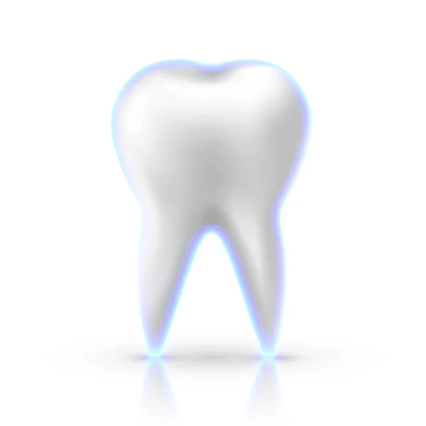 이빨에 빛나는 파란색 배경에 분리되어 반사되어 인간치아 — 스톡 벡터