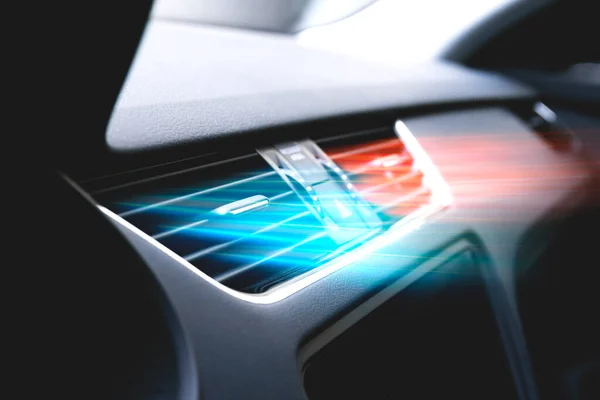 二つの気候制御 デュアルゾーン車のエアコンを有効にします 熱風と冷気が一度に放出される車両換気 — ストック写真