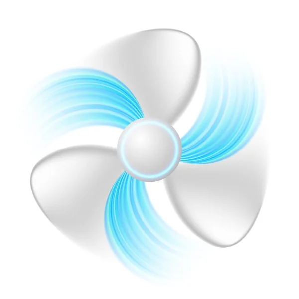 Ventilator Mit Blauen Luftströmungen Isoliert Auf Weißem Hintergrund Ventilator Kühlung — Stockfoto