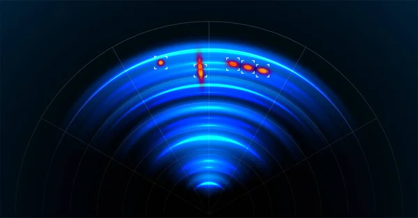 Акустический Радар Обнаружение Радиолокационной Опасности Синие Гидролокационные Волны Эффект Датчика — стоковое фото