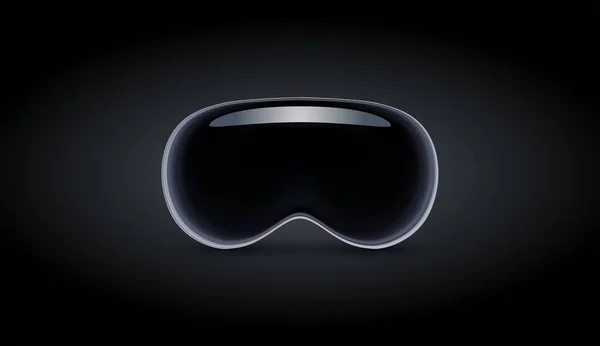 新的现代Vr视力专业眼镜黑色背景 虚拟现实耳机 现实的3D矢量说明 — 图库矢量图片#