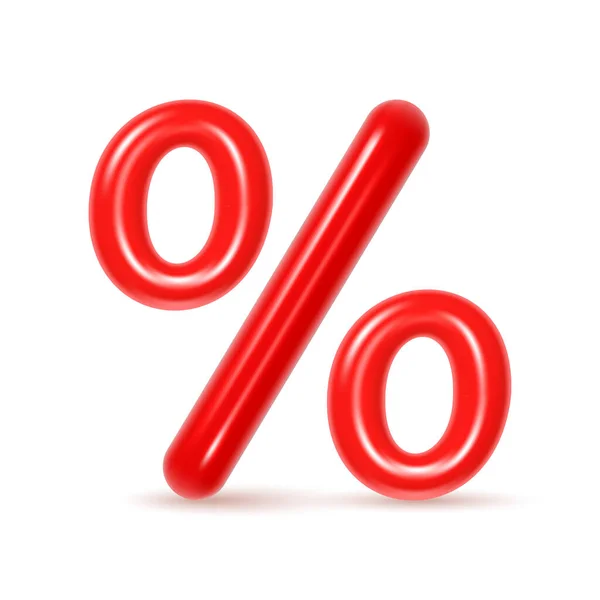 Segno Percentuale Stile Lucido Con Riflessi Percentuale Sconto Rosso Grande — Vettoriale Stock