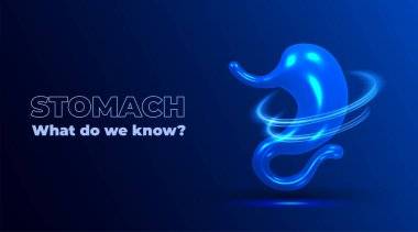 Mide sistemi. Üç boyutlu insan organı. Bilgilendirici tıbbi konsept. Kapak tasarımı Vektör 3d illüstrasyon.