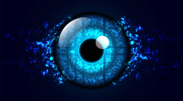 Digital eye, cyber security concept. Big data. Eye scan. Artificial Intelligence. Technology background. Vector illustration.