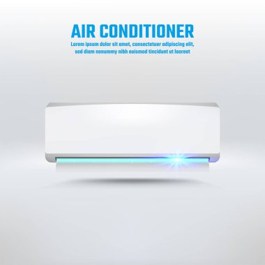 Modern tasarımı olan gerçekçi 3D klima vektörü. Odadaki sıcaklık ve iklimi kontrol etmek