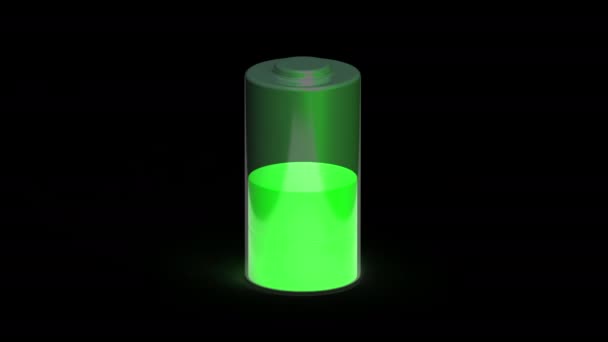 Batteriladdning Batteri Med Laddningsindikator Balck Bakgrund Sömlös Loop Animation — Stockvideo