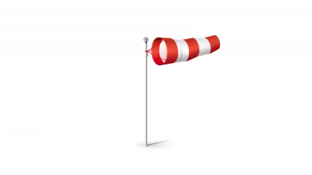 Ветер Носках Аэропорта Развевается Ветру Красно Белый Метеорологический Флаг Показывающий — стоковое видео