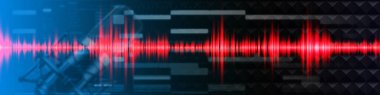 Ses dalgası geri teması. Profesyonel kayıt stüdyosu radyo yayını. Podcast pankartı