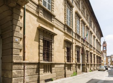 Faenza, İtalya (3 Haziran 2023) - Palazzo Milzetti 'nin dış görünümü, Romagna Müzesi Neoklasik Çağ' ın merkezi