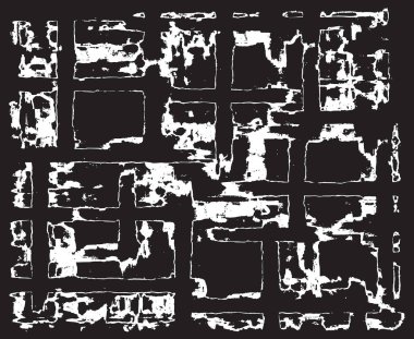 Grunge siyah ve beyaz kentsel vektör doku şablon. Karanlık dağınık toz sıkıntı arka plan kaplaması. Gürültü ve tahıl ile soyut noktalı, çizik, Vintage efekti oluşturmak kolay. Yaşlanma tasarım öğesi