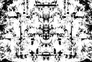 Soyut siyah beyaz desen. Arkaplan kullanımı için karmaşık simetrik detaylara sahip bileşim.