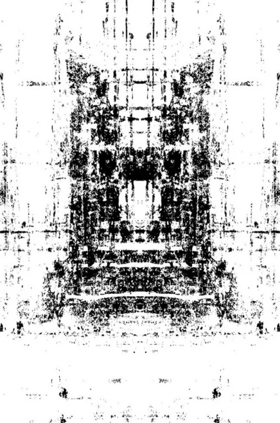 Abstraktes Grunziges Schwarz Weiß Muster Komposition Mit Symmetrischen Details Für — Stockvektor