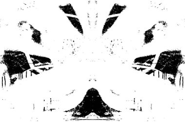 Siyah ve beyaz elementli soyut çizimler. Yıpranmış doku