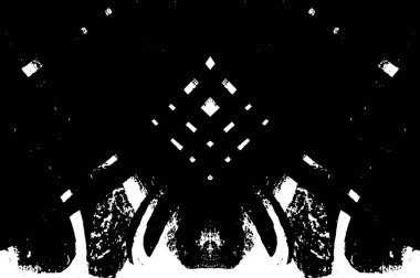 Siyah ve beyaz soyut arka plan. Çatlakların, tozun, lekelerin tek renkli dokusu. Yazdırma ve tasarım için desen