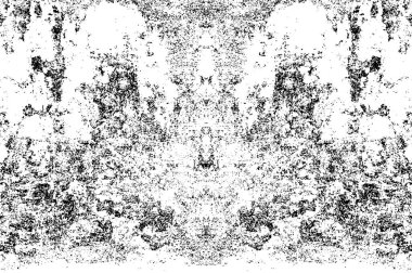 Soyut grunge desenli bir poster. Arkaplan kullanımı için tek renkli simetrik tasarım.