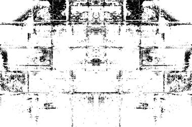 Soyut grunge desenli bir poster. Arkaplan kullanımı için tek renkli simetrik tasarım.