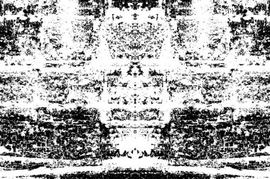 Soyut grunge desenli bir poster. Arkaplan kullanımı için tek renkli simetrik tasarım.