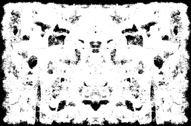 Grunge dokusu çatlaklar, cipsler, lekeler. Siyah ve beyaz yazdırılmış ögelerin soyut deseni