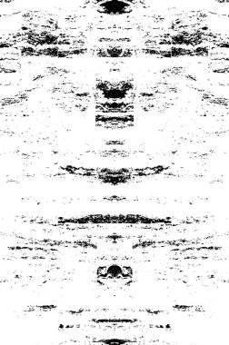 Grunge dokusu çatlaklar, cipsler, lekeler. Siyah ve beyaz yazdırılmış ögelerin soyut deseni