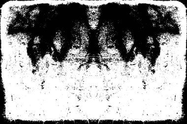 Grunge dokusu çatlaklar, cipsler, lekeler. Siyah ve beyaz yazdırılmış ögelerin soyut deseni