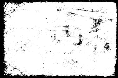 Grunge dokusu çatlaklar, cipsler, lekeler. Siyah ve beyaz yazdırılmış ögelerin soyut deseni