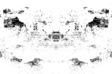 Grunge dokusu çatlaklar, cipsler, lekeler. Siyah ve beyaz yazdırılmış ögelerin soyut deseni