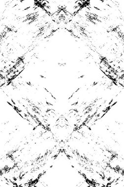 Grunge dokusu çatlaklar, cipsler, lekeler. Siyah ve beyaz yazdırılmış ögelerin soyut deseni