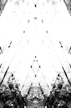 Grunge dokusu çatlaklar, cipsler, lekeler. Siyah ve beyaz yazdırılmış ögelerin soyut deseni