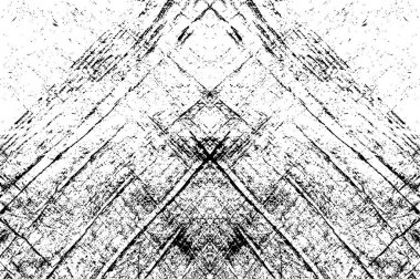 Grunge dokusu çatlaklar, cipsler, lekeler. Siyah ve beyaz yazdırılmış ögelerin soyut deseni