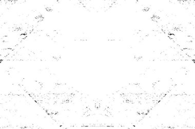 Grunge dokusu çatlaklar, cipsler, lekeler. Siyah ve beyaz yazdırılmış ögelerin soyut deseni