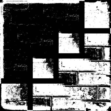 Grunge dokusu çatlaklar, cipsler, lekeler. Siyah ve beyaz yazdırılmış ögelerin soyut deseni