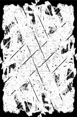 Grunge dokusu çatlaklar, cipsler, lekeler. Siyah ve beyaz yazdırılmış ögelerin soyut deseni