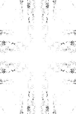 Grunge dokusu çatlaklar, cipsler, lekeler. Siyah ve beyaz yazdırılmış ögelerin soyut deseni