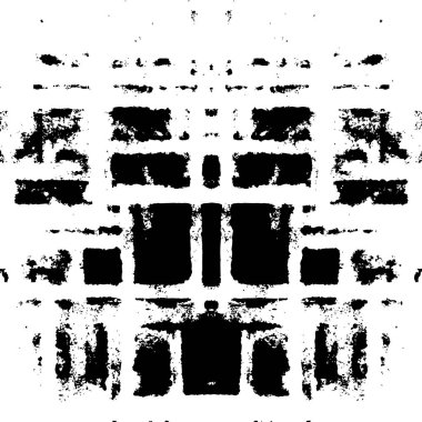 Grunge dokusu çatlaklar, cipsler, lekeler. Siyah ve beyaz yazdırılmış ögelerin soyut deseni