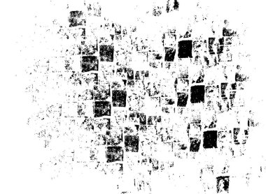 Grunge dokusu çatlaklar, cipsler, lekeler. Siyah ve beyaz yazdırılmış ögelerin soyut deseni