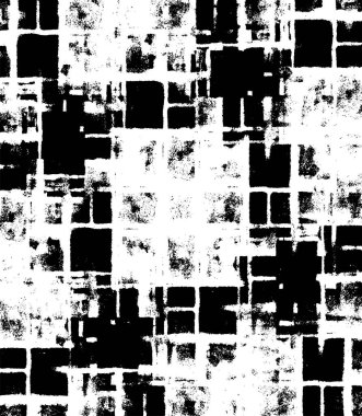 Grunge dokusu çatlaklar, cipsler, lekeler. Siyah ve beyaz yazdırılmış ögelerin soyut deseni